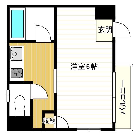 THECITY弁天町(ワンルーム/2階)の間取り写真