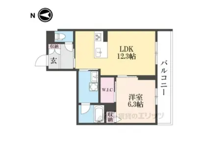 HABITER御所西(1LDK/3階)の間取り写真