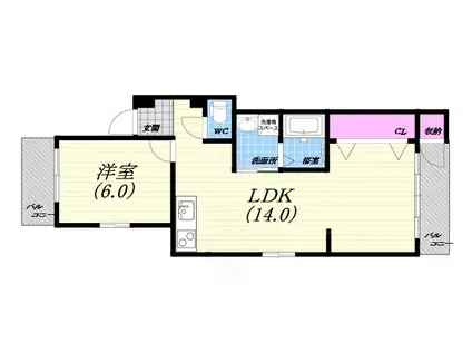 ヒガシハイツ(1LDK/4階)の間取り写真