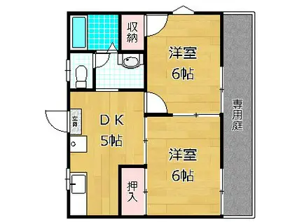 メゾンデール前田(2DK/1階)の間取り写真