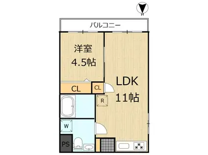 サンパレス(1LDK/2階)の間取り写真