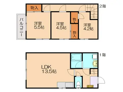 ツインズファミール今任(3LDK/1階)の間取り写真