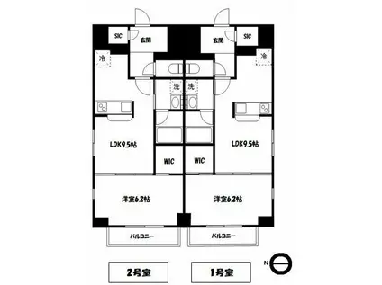グランツアベニュー立川錦町(1LDK/6階)の間取り写真