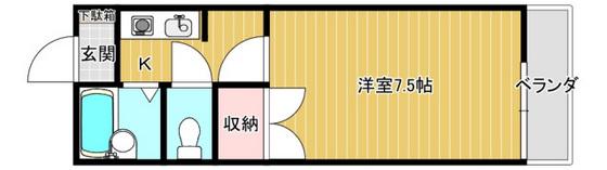 ロッソ祇園A(1K/1階)の間取り写真