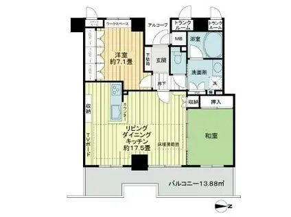 岐阜シティタワー43 スカイアークス(2LDK/30階)の間取り写真