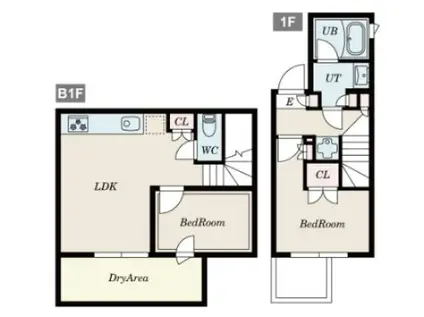 PASEO白山I・II(2LDK/B1階)の間取り写真