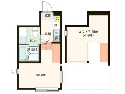 ルシエル北小岩(1K/1階)の間取り写真