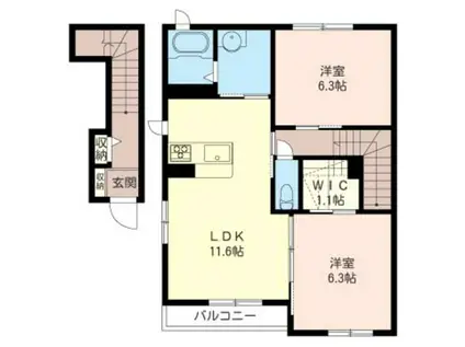 ラフィナート(2LDK/2階)の間取り写真