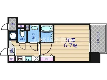 アドバンス上町台IIクレイドル(1K/3階)の間取り写真
