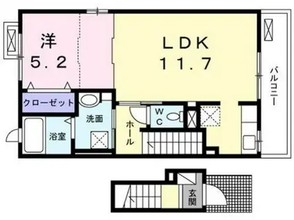 ピーチハウス(1LDK/2階)の間取り写真