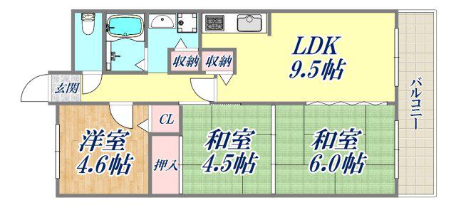 ルネ武庫川2番館(3LDK/1階)の間取り写真