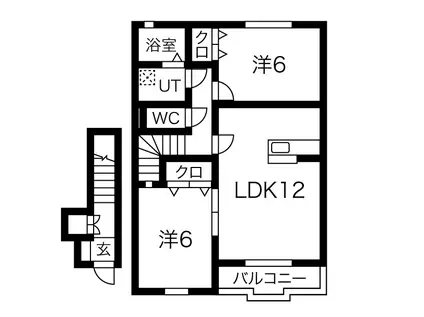 ソッリーゾビレッタ A棟(2LDK/2階)の間取り写真