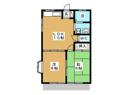 田口ハイツ(2LDK/1階)の間取り写真