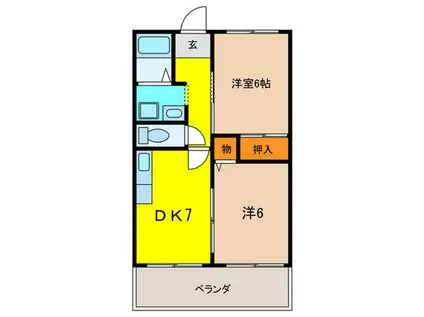 アベニュー段上(2DK/2階)の間取り写真