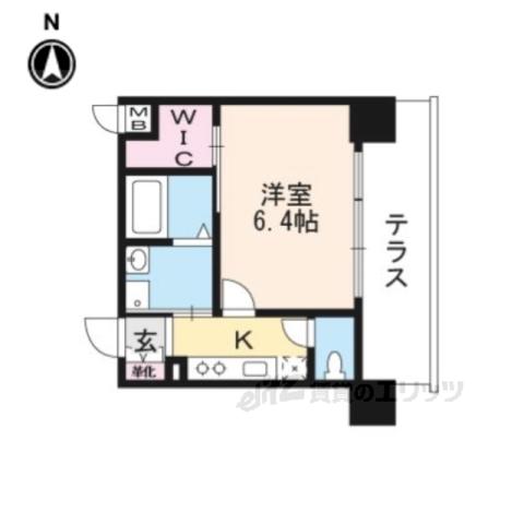 プレサンス THE KYOTO 東福寺 ウエスト(1K/1階)の間取り写真