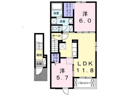 ネオ サンライズ(2LDK/2階)の間取り写真