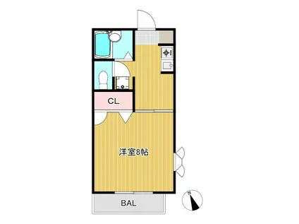 パラディーゾ(1K/1階)の間取り写真