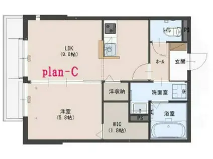 アメニティ古宮 B棟(1LDK/1階)の間取り写真