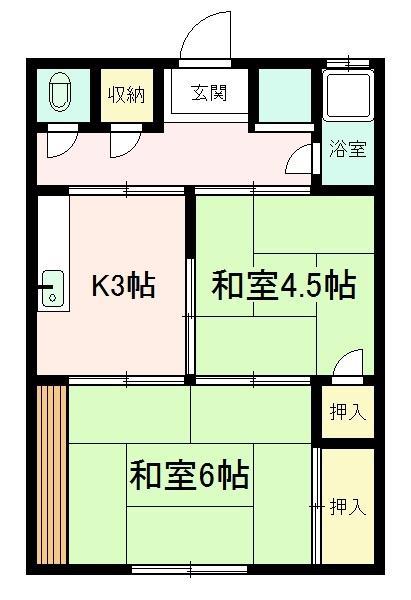 河野アパート(2DK/2階)の間取り写真