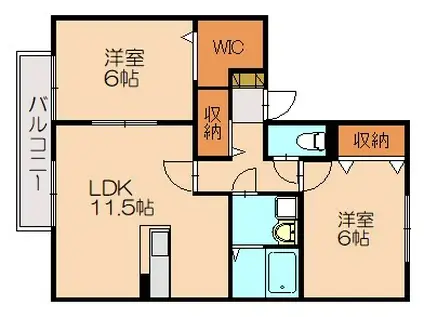 ラ・サーラグランデ(2LDK/2階)の間取り写真