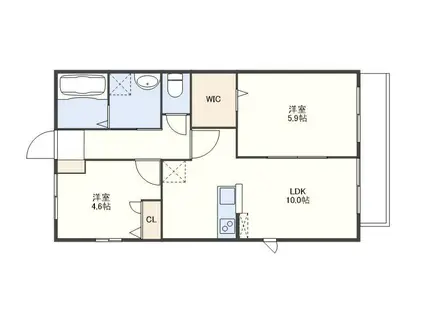 ウィズハイム赤崎III(2LDK/2階)の間取り写真