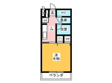 RUBRA(1K/1階)の間取り写真