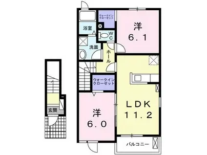 ベル グランデ C(2LDK/2階)の間取り写真