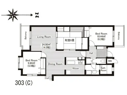 ベルフォーレ等々力(3LDK/3階)の間取り写真