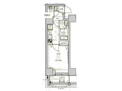 グランヴァン赤坂(1K/6階)の間取り写真