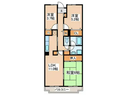 アーバンスティ茅ヶ崎(3LDK/3階)の間取り写真