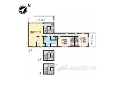 OHANA(2LDK/3階)の間取り写真