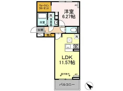 ビエント(1LDK/1階)の間取り写真