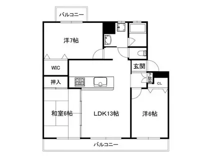 メゾンサンテラスA(3LDK/1階)の間取り写真