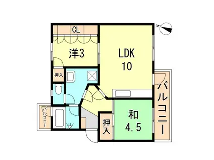 高尾台2号棟(2LDK/2階)の間取り写真