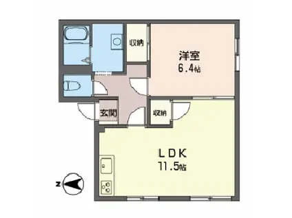 タウニイ星が丘(1LDK/1階)の間取り写真