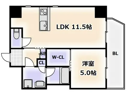 オルフェアレジデンス難波(1LDK/8階)の間取り写真