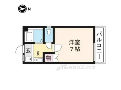 ヒッコリー(1K/2階)の間取り写真