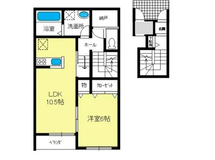 アネックス左城(1LDK/2階)の間取り写真