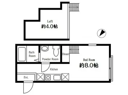 ハーミットクラブハウス岡沢町III(ワンルーム/1階)の間取り写真