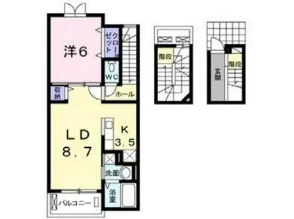 アニュー M(1LDK/3階)の間取り写真