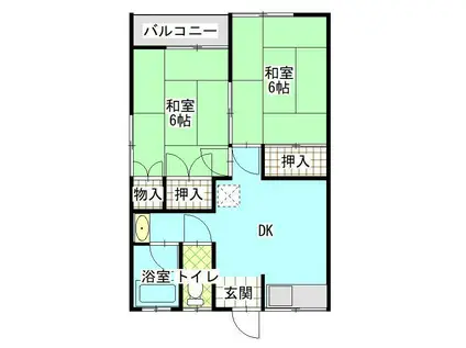 ビジューコーポ(2DK/2階)の間取り写真