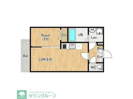 ジーメゾン千葉村田町エベッラ(1LDK/3階)の間取り写真