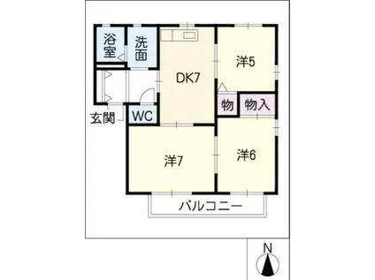 ネスト タチバナ(3DK/1階)の間取り写真