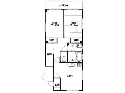 ハイツクローバー(2SLDK/1階)の間取り写真