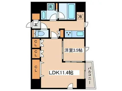 TRACK向ヶ丘遊園(1LDK/9階)の間取り写真