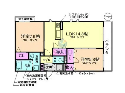 グラン・エスポワール(2LDK/3階)の間取り写真