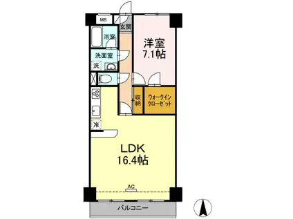 ハイフラットワン(1LDK/5階)の間取り写真