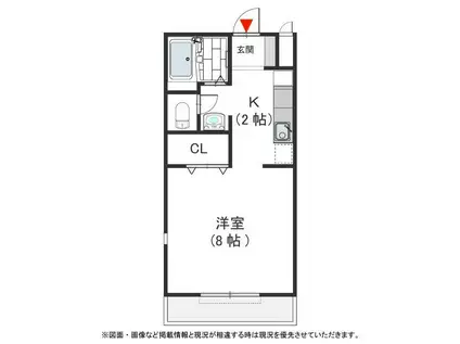 アヴェニールII(1K/1階)の間取り写真