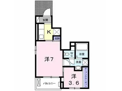 メロー・イエロー(2K/1階)の間取り写真