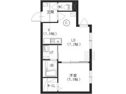 インフィニティ南平岸(1LDK/1階)の間取り写真